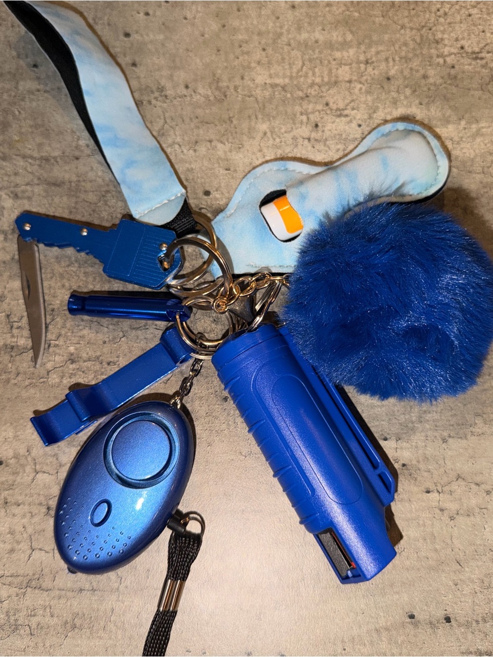 Blue Keychain Self-Defense and Accessory Kit
